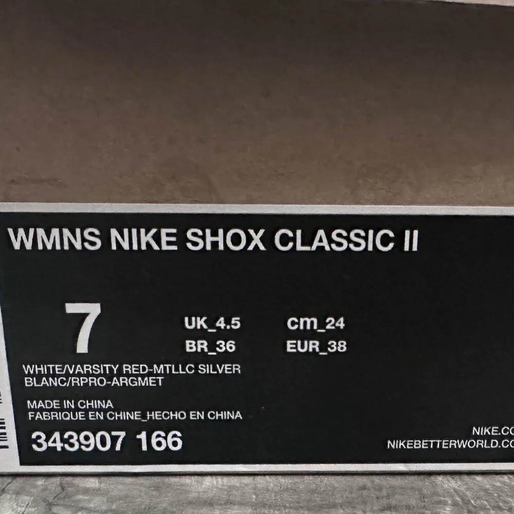 NEW Womens Nike SHOX Classic II Size 7 White and Red - Rare - NIB - Picture 4 of 4